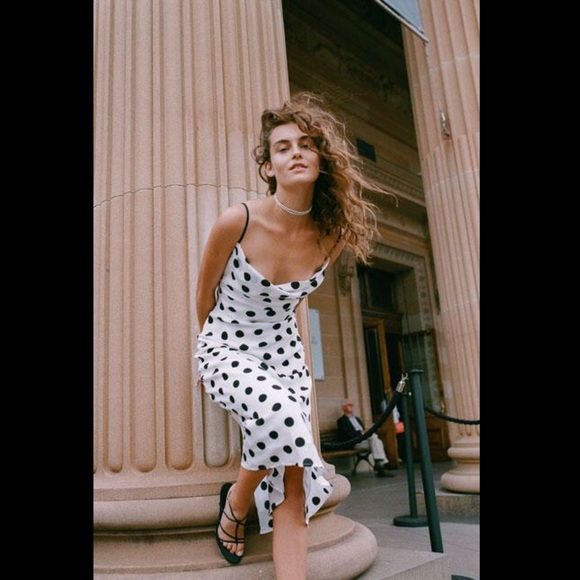 hansen gretel milena silk dress black spot M New - Picture 2 of 8